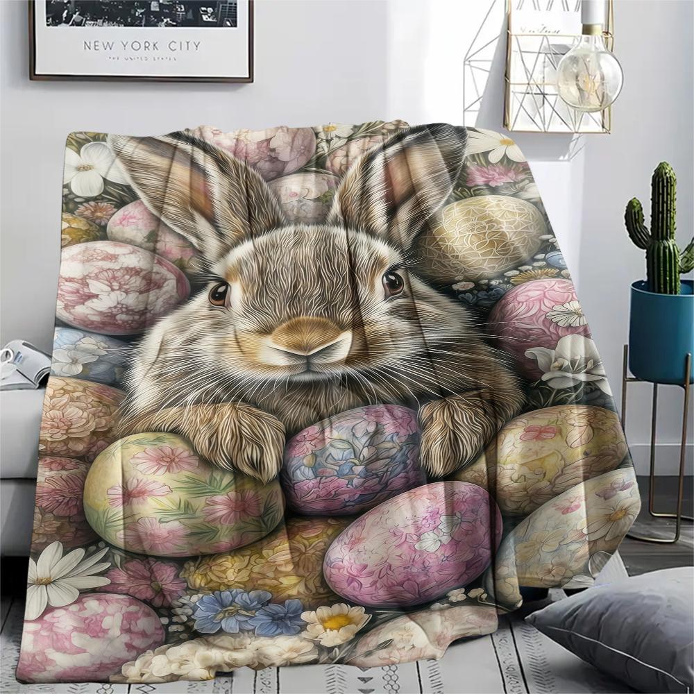 Easter egg Print Flannel Blanket,High quality Comfortable for All Seasons,Home Decor,Warmth and Comfort,Perfect for Christmas Gifts