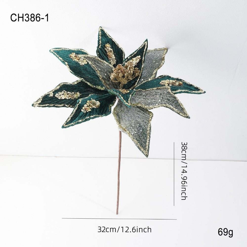 32CM Künstliche Weihnachtssternblume Pailletten Glitzer Simulationsblumen Funkelnde Weihnachtsglitzerblume Weihnachtsbaumzubehör