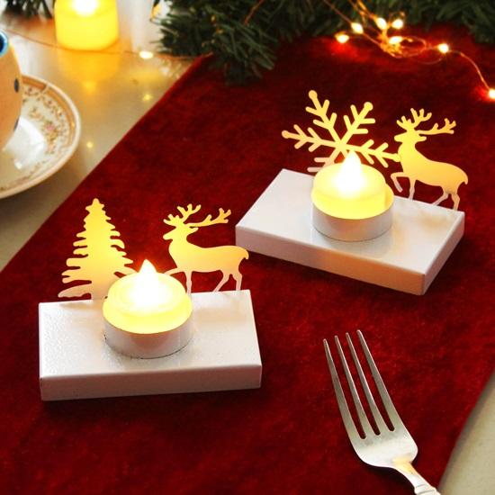 Christmas Reindeer Candle Holders Table Decoration Stand Christmas Decor  Pack of 2