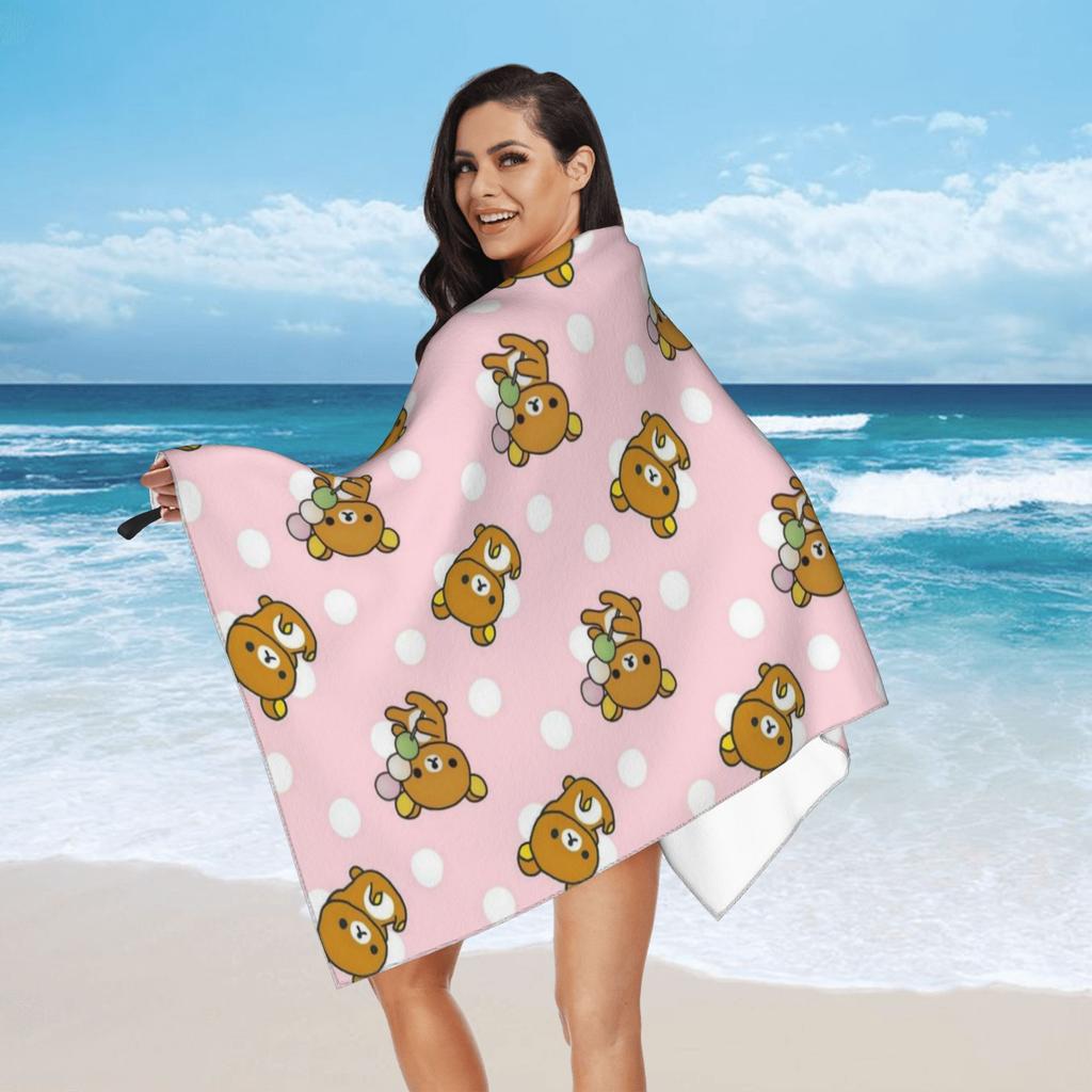 Lazy Bear Rilakkuma Beach Towel Soft Microfiber Quick Dry Absorbent Quick Towels For Swimming
