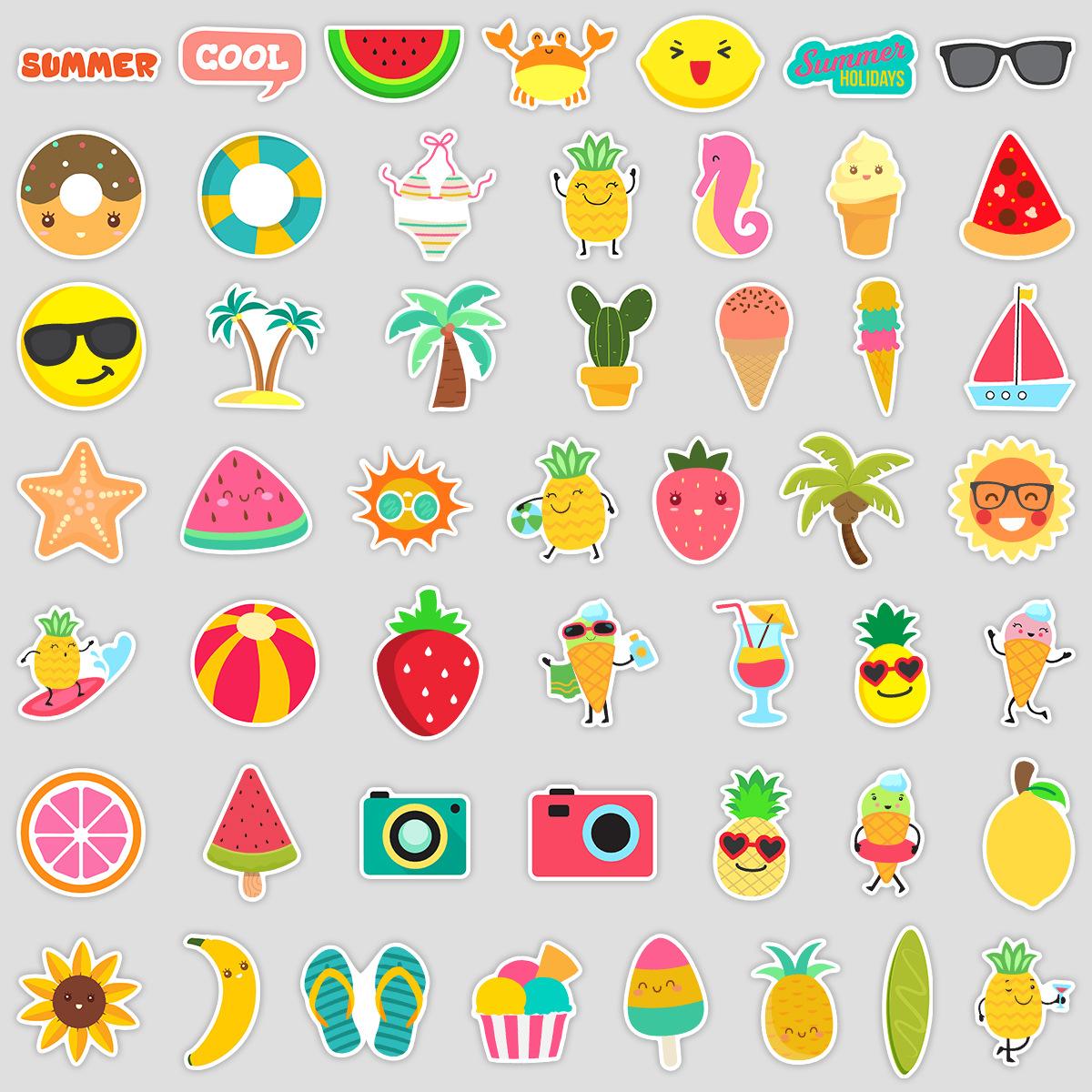 

50 Summer Graffiti Stickers Cartoon Creative Waterproof Decorative Laptop Mobile Phone Thermos Stickers