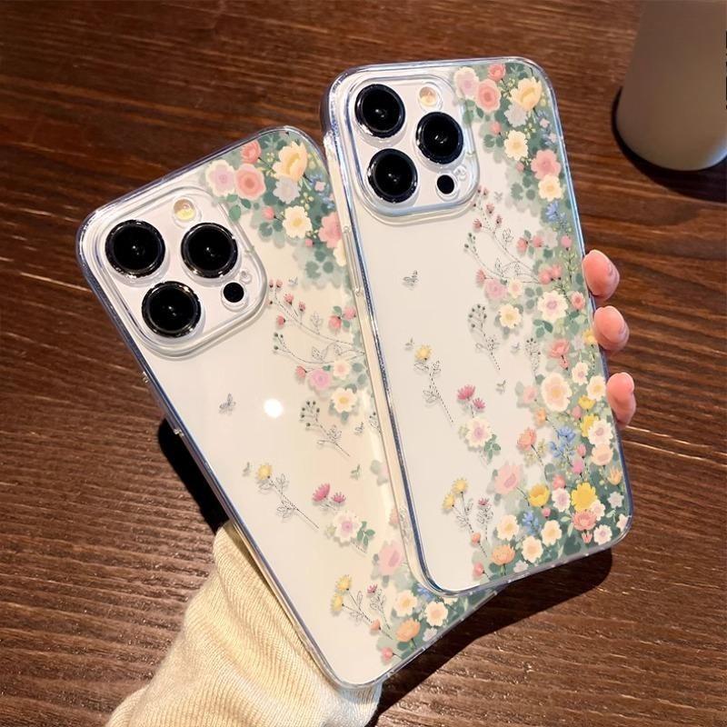 Shockproof Transparent Floral Phone Case for iPhone 17 17E 16 16E 15 14 13 12 11 Air Pro Max Plus Anti Scratch Anti Yellow Cover
