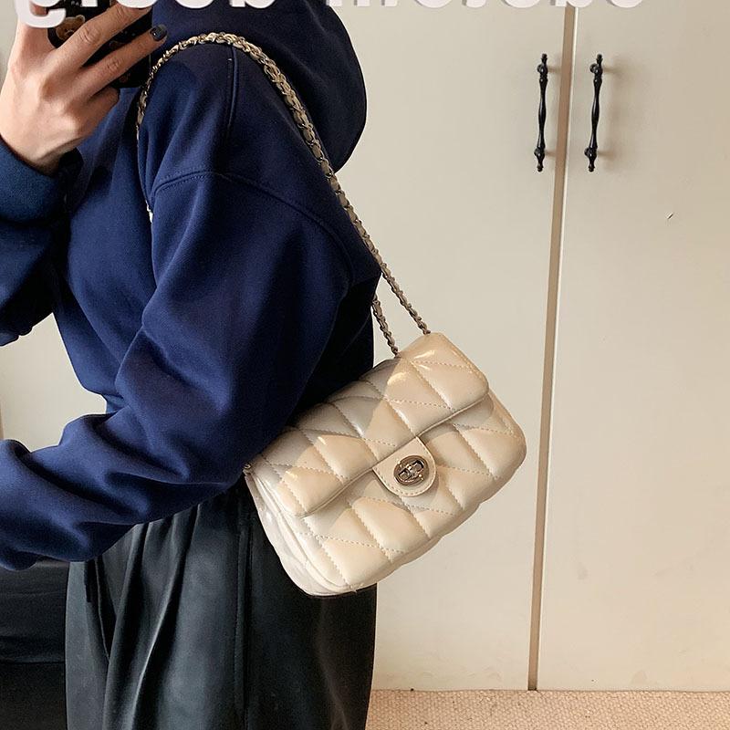 High-end small bag women's 2025 new trendy and fashionable women's shoulder bag, foreign-style texture diamond chain messenger bag