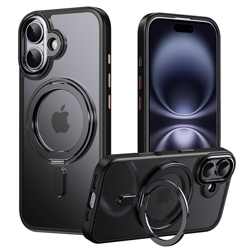 For iPhone 17 Case Compatible with MagSafe TPU+Acrylic+Metal Kickstand Matte Phone Cover