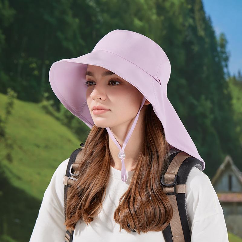 

Summer foldable bag hat big brim shawl neck protection sunshade bucket hat outdoor fashion versatile sunscreen hat women