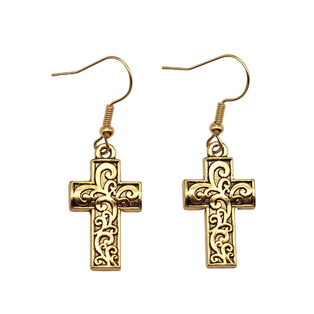 Cross Dangle Earrings Minimalist Gothic Christian Symbol Drop Earrings Girl Jewelry