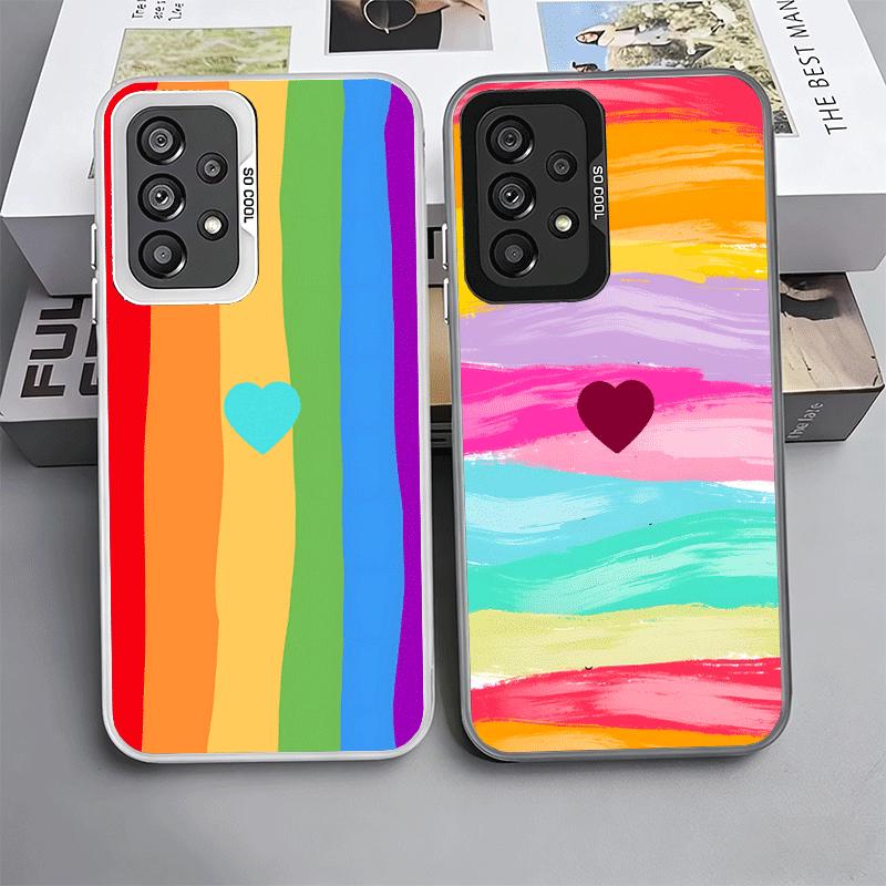 Rainbow Gradient Love Desgin Soft Phone Case for Samsung A17 A16 A15 A14 A13 A57 A56 A55 A54 A53 A37 A36 A35 A34 A33 A26 A25 A24