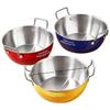 Colored Design Stainless Steel Kitchen Cooking Bowls Dual Handle Food Grade Anti-scald Bowl for Home Restaurant Use 1PC