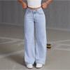Pantaloni Casual da Donna 2026 a Vita Alta Gamba Dritta Monocolore Jeans Versatili