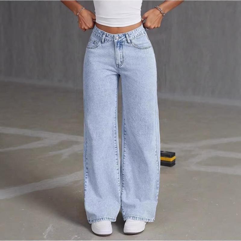 Pantaloni Casual da Donna 2026 a Vita Alta Gamba Dritta Monocolore Jeans Versatili