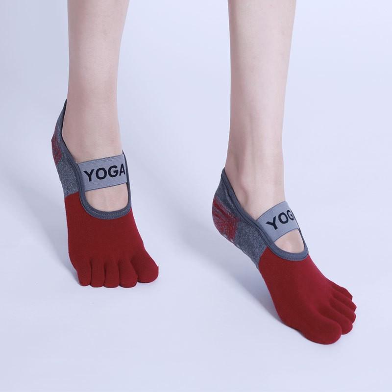 Ladies Spring and Autumn Collocation Yoga Fitness Exercise Pilates Non Slip Five Finger Socks