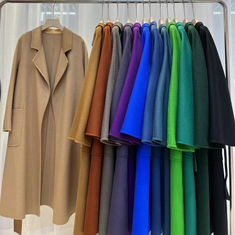 M Family Water Ripple High-End Women's Double-Sided Cashmere Coat