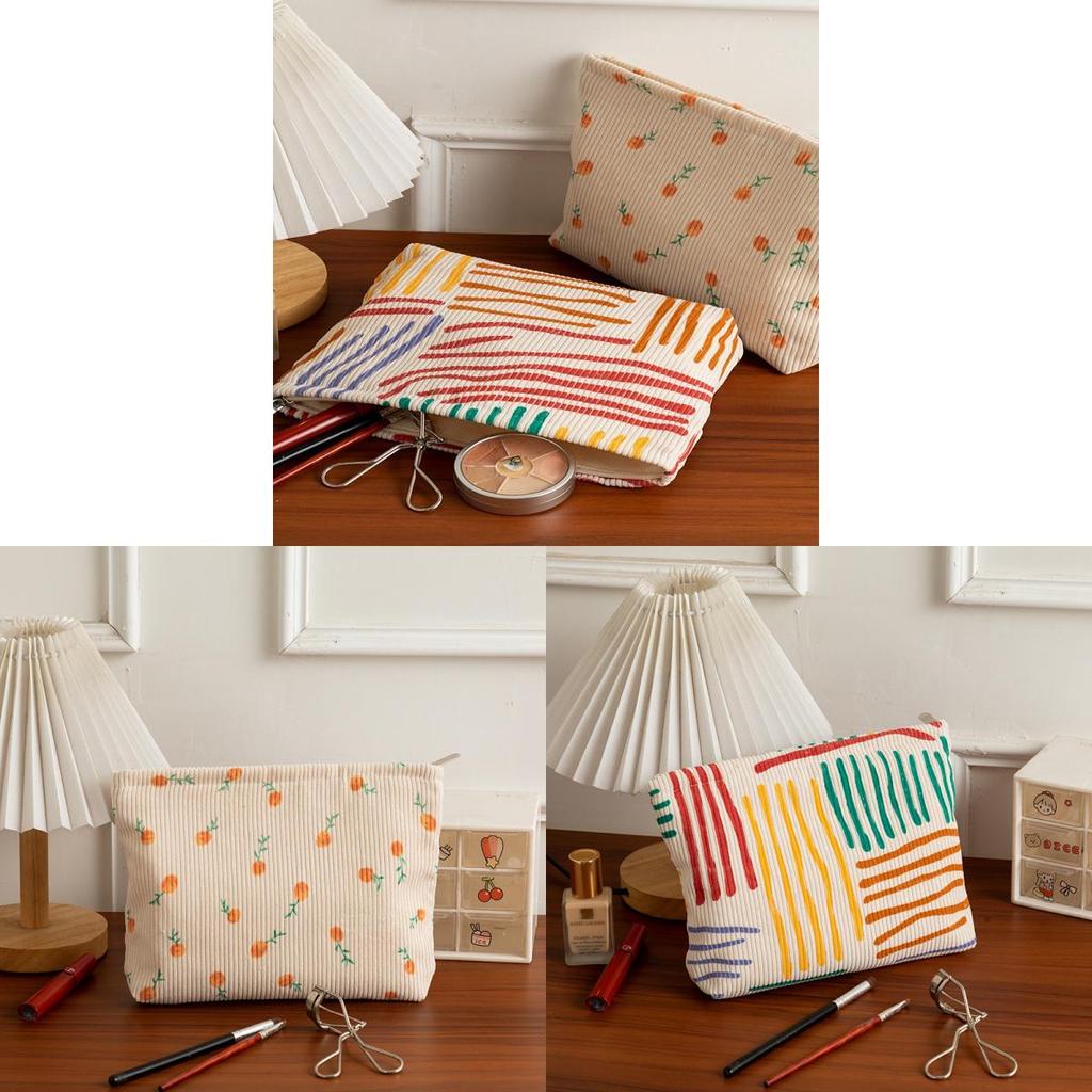 Floral Velvet Makeup Bag With Large Capacity For Daily Use And Travel Storage