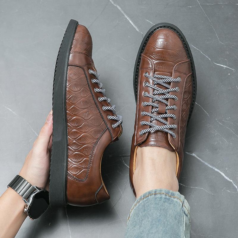Men Leather Casual Oxford Shoes Retro Comfortable Platform 2024 New British Style Lace-Up Business Shoes Slip-on Outdoor Shoes