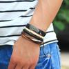 4pcs Punk Braided Adjustable Leather Bracelets Men For Women Cuff Vintage Jewelry