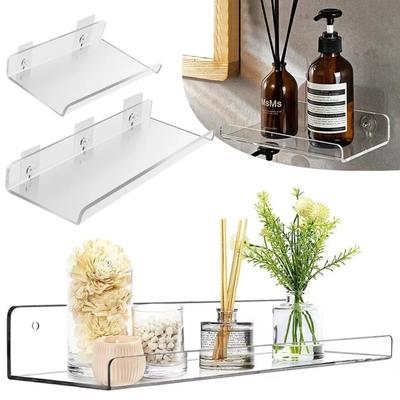 Space Saver Acrylic Clear Rack with Stickers Storage Shelf Floating Bookshelves  Bathroom