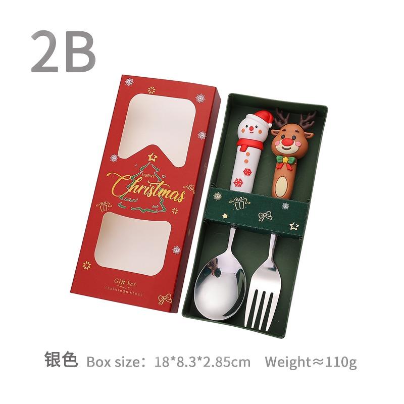 New Christmas Deer Dessert Spoon Set Christmas Tree Spoon Fork Santa Claus Tableware Gift Set Cubiertos De Acero Inoxidable