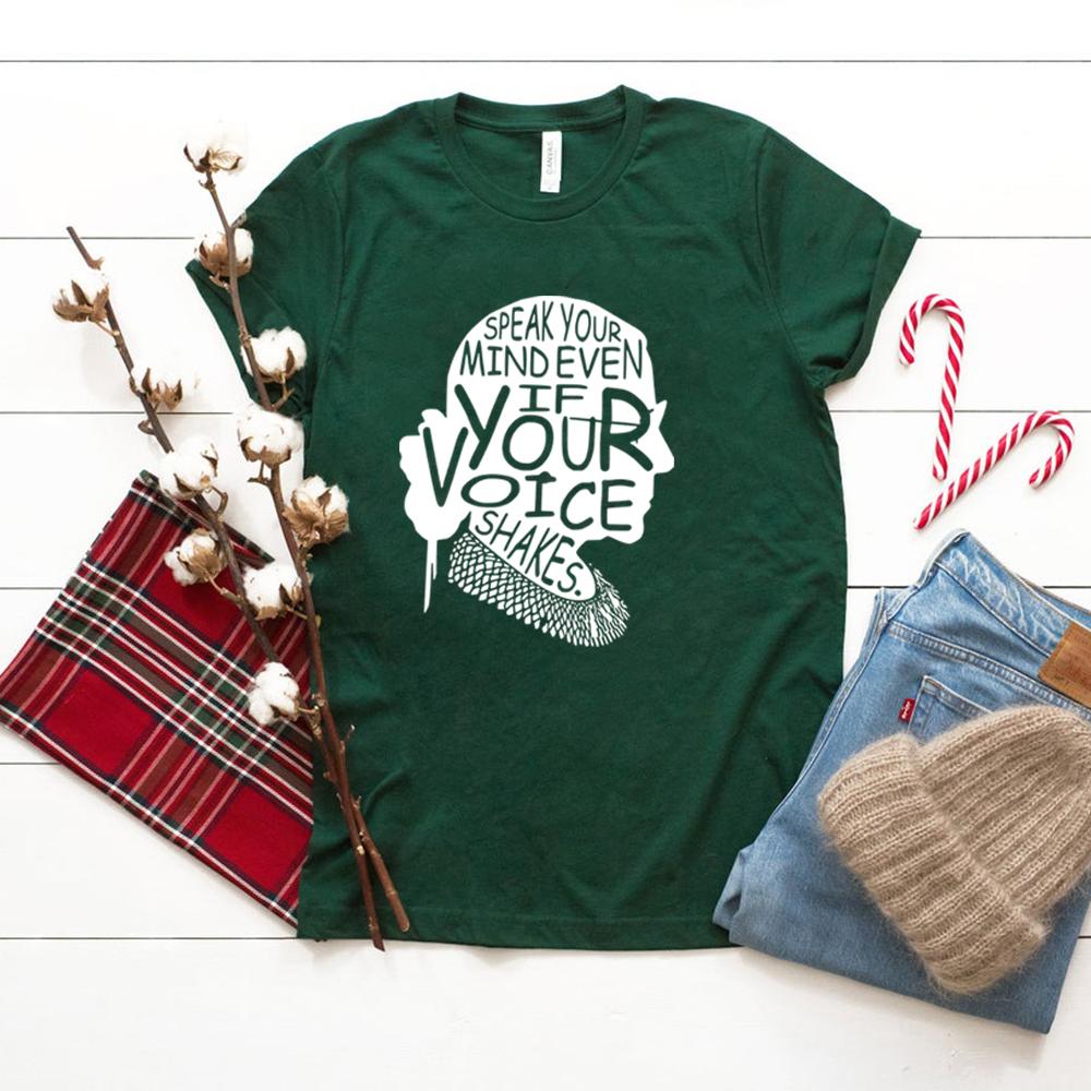 Speak Your Mind Even If Your Voice Shakes TShirt Notorious RBG Shirt Women Power Shirts Ruth Bader Ginsburg Top Feminist Tees S