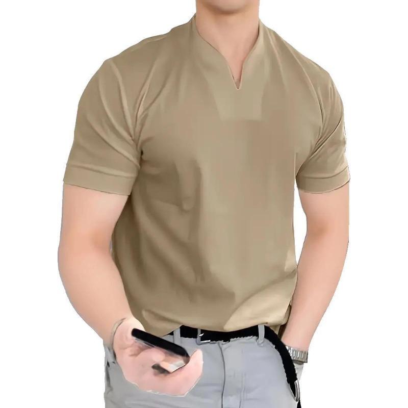 Koszulka męska fitness z bawełny z dekoltem w serek na lato 2023