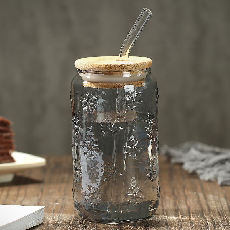 Glass straw cup Adult glass cup Coke cup Household water cup with straw Female student beverage cup Glass