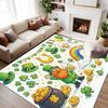 St Patricks Day Rug Irish Clover Shamrock Decor Green Gold Harp Carpet Holiday Floor Mat Soft Non-Slip Home Living Room Decor