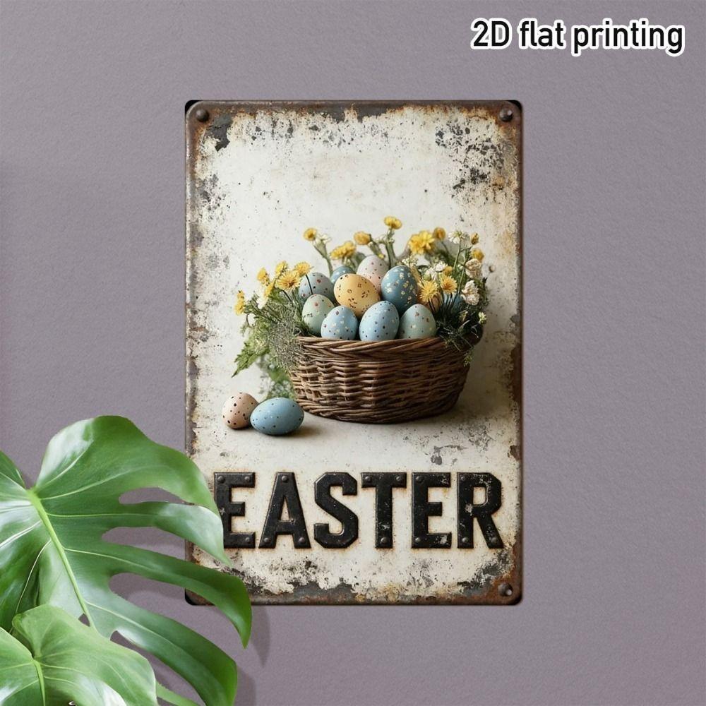 Easter Rabbit Metal Tin Sign Wall Art Decor 20x30cm