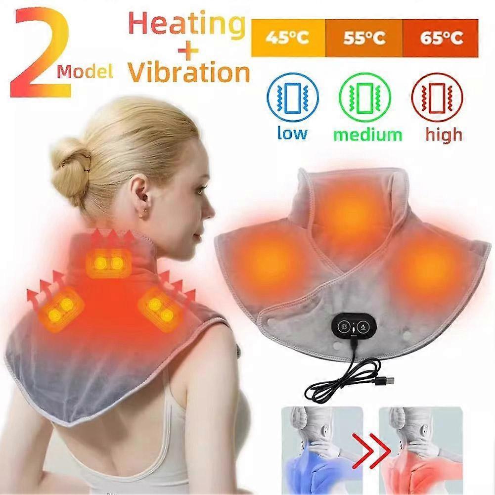 Electric Heating Shoulder Massager 3 Heat Settings Vibration USB Powered