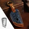 Leather Key Fob Cover for BMW 1 3 4 5 7 Series X1 X3 X4 X5 X6 X7 330i 530i 540i 730i 2018- Smart Key Case Holder Accessories (Blue)