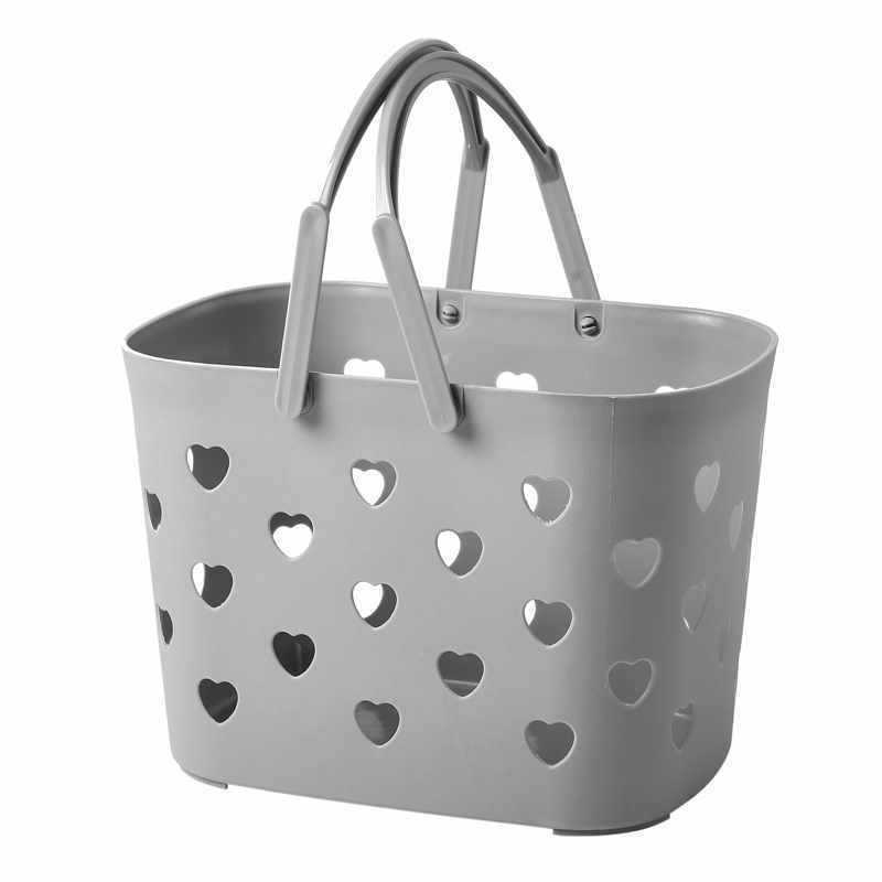 

Foldable Blue Soft Bath Basket – Women s Handheld Plastic Storage for Bathing and Washing