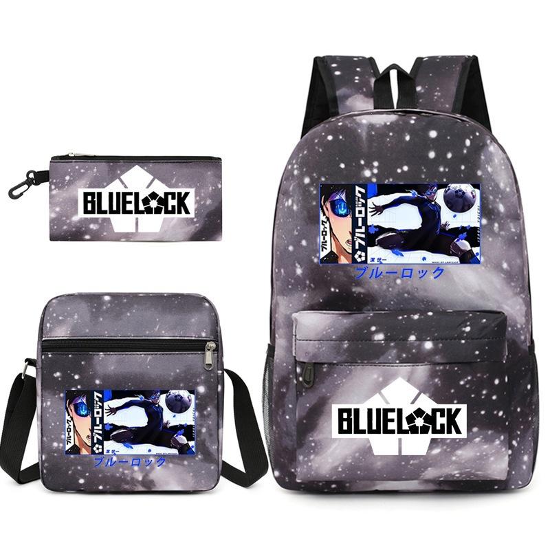 Large Capacity Schoolbag with Shoulder Strap; Student Three-piece Pencil Case Set