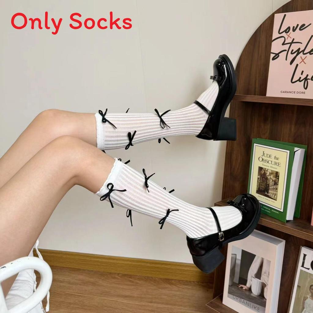 Summer Girl Mesh Striped Bow Ankle Socks With Breathable Fabric For Casual Wear
