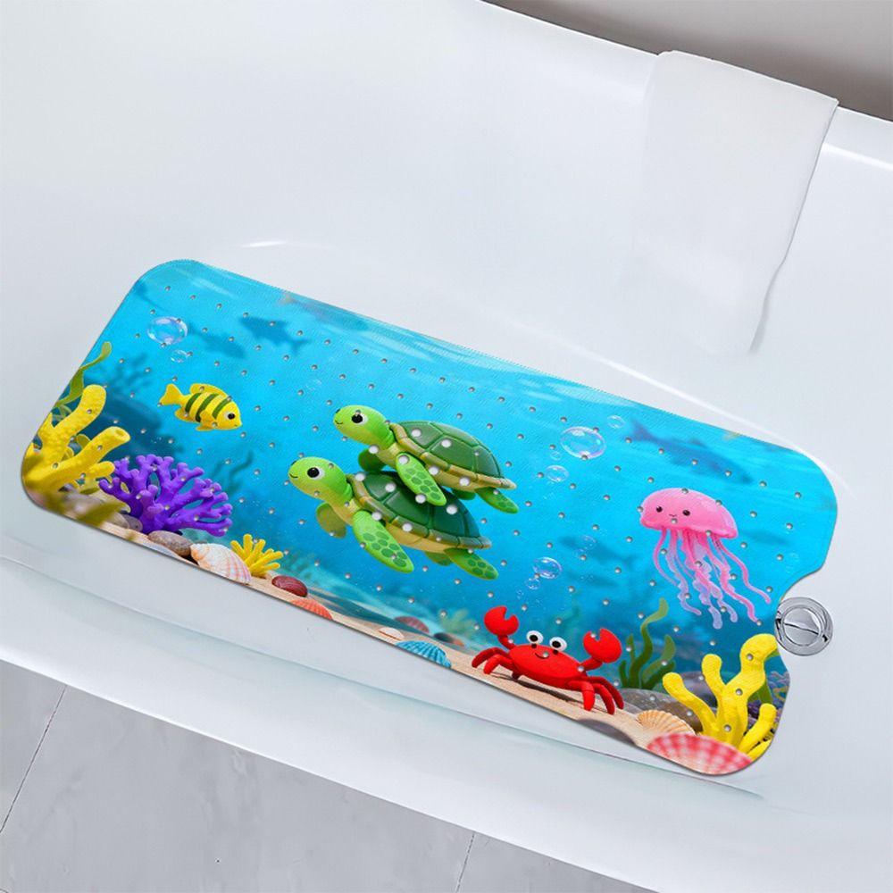 Cartoon Pattern Bathtub Mats 100cm*40cm Sea Animal Non-Slip Bath Mat Anti Slip Suction Cup Foot Massage Bathroom Floor Carpet