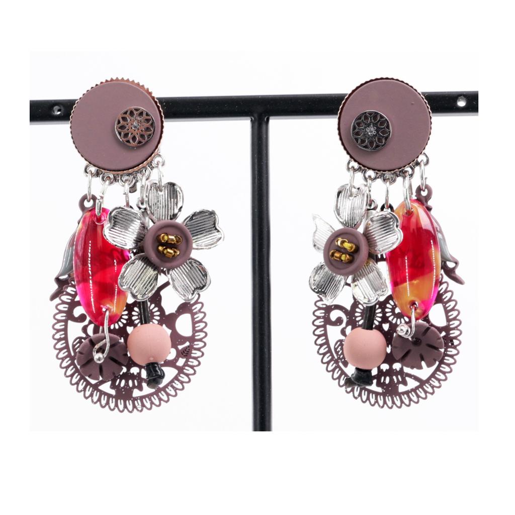 Les Trésors De Lily [R6134] - Designer Clips 'Lilipoupettes' Silver Taupe - 60x35 Mm