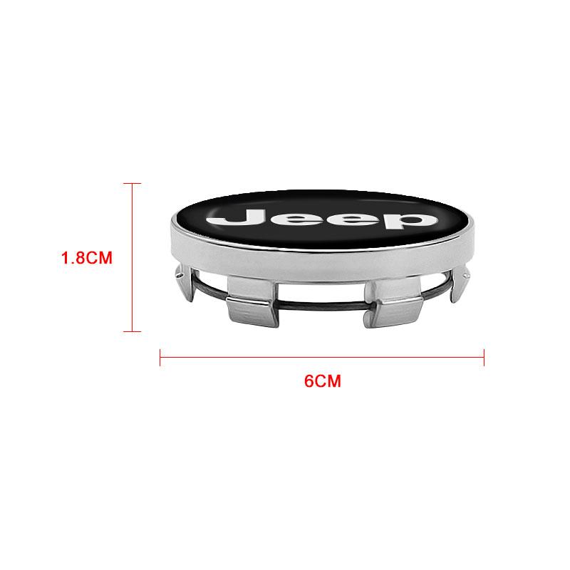 4 Stück 60MM Auto Radmitte Nabenkappe Autozubehör für Jeep JK Gladiator Compass Renegade Grand Cherokee Wrangler