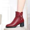 Women's Mid-Calf Winter Fleece-Lined Soft Leather Non-Slip Boots