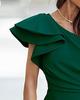Elegantes One-Shoulder Rüschen Schlitz Plissee Partykleid für Herbst/Winter