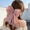 Girl Hairpin Double Layer Bowknot Imitation Pearls Decor Hair Clip Strong Grip Back Head Hair Pin Hair Styling Tool