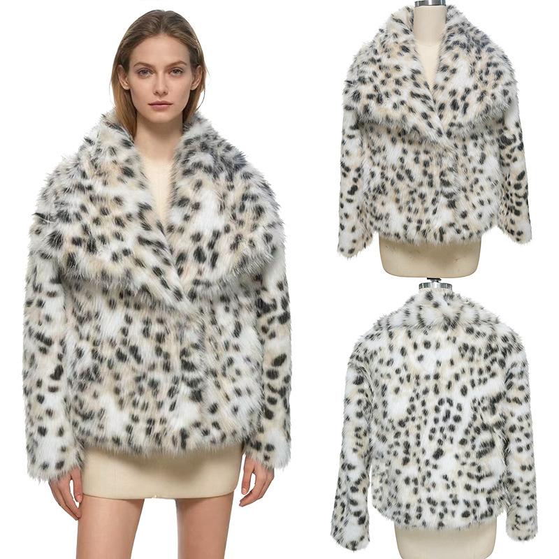 Cappotto in Pelliccia Sintetica Maculato Stampa Leopardo Abbigliamento Donna Autunno e Inverno Cappotto Ispessito Nuovo Cappotto in Pelliccia Invernale Donna
