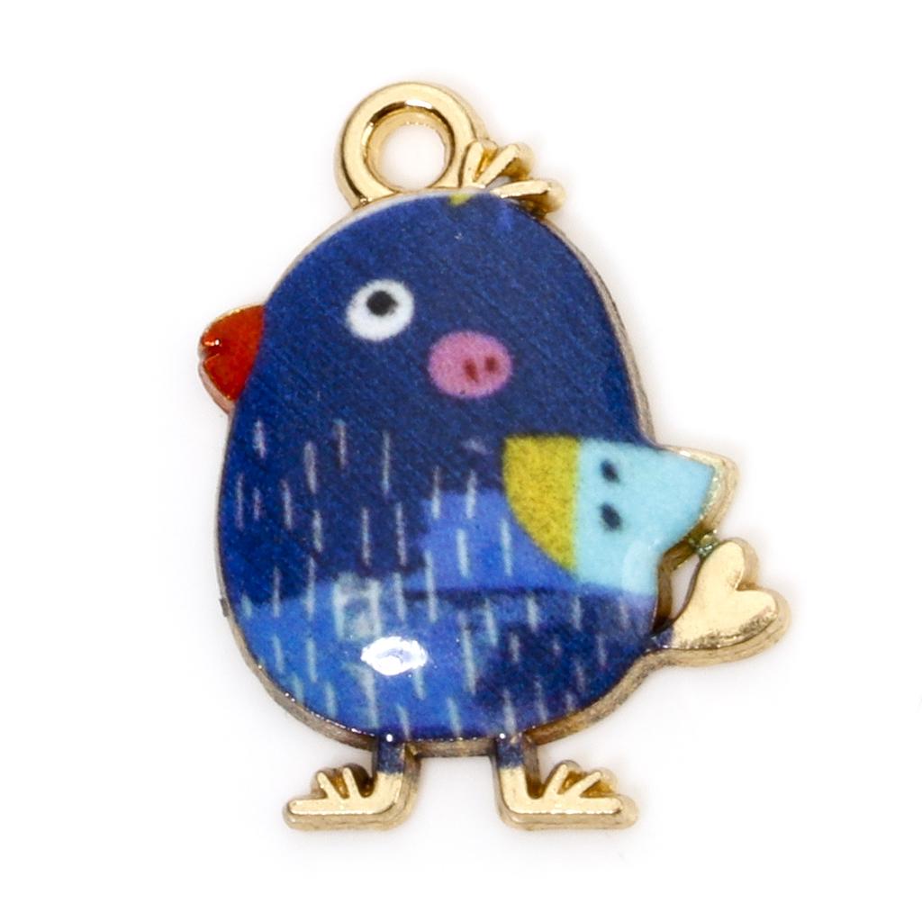 10 PCs Cute Chicken Enamel Charms Zinc Based Alloy Easter Day Pendants Gold Plated Multicolor Animal Pendants 20mm X 16mm