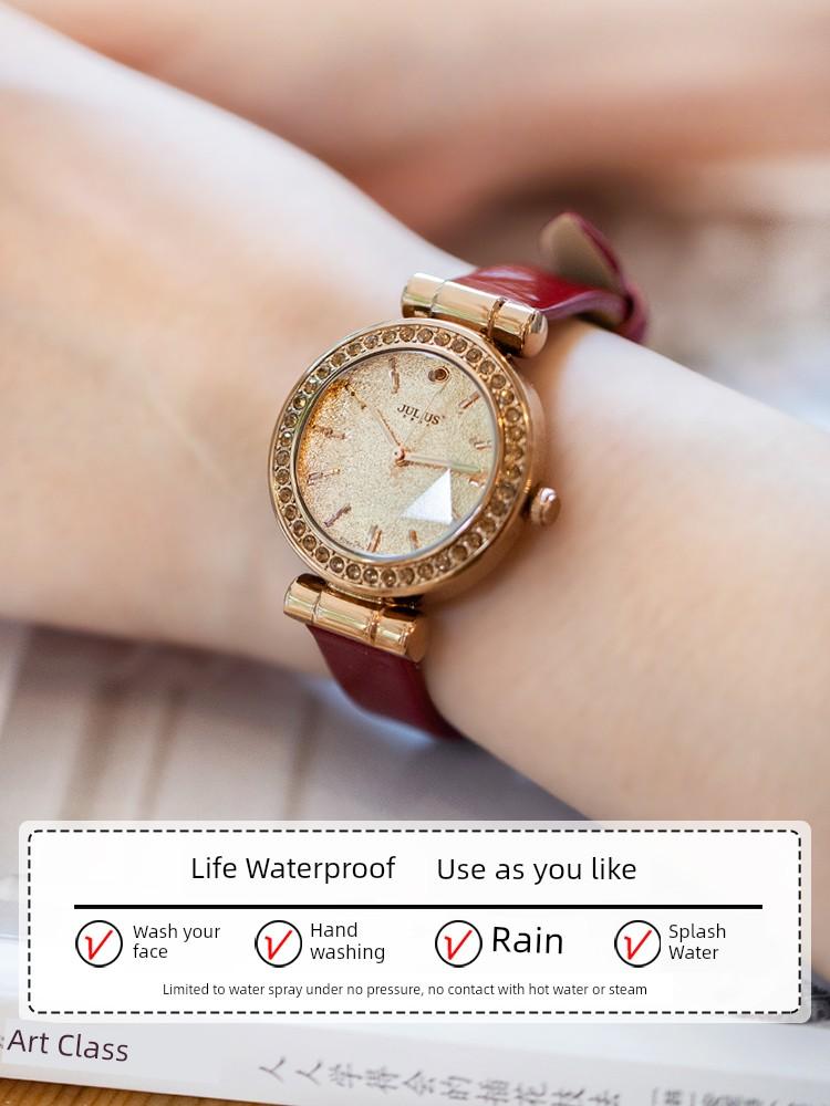 Julius Luminous Six-Pointed Star Rhinestone Fashion Women's Watches