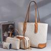 New Embossed Large Tote Bag High Quality PU Ladies Handbag Trendy Single Shoulder Oblique Span Bag Large Capacity Women's 4 Pcs Set Mother-child Bag