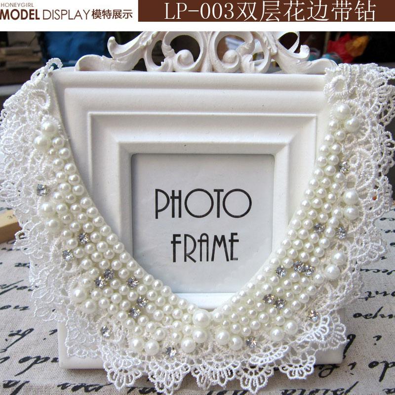 Fashion Wild Retro Beaded Sequins Rhinestones Pearl Lace Collar False Necklace DIY Clothes Shirt Sweater Decoration