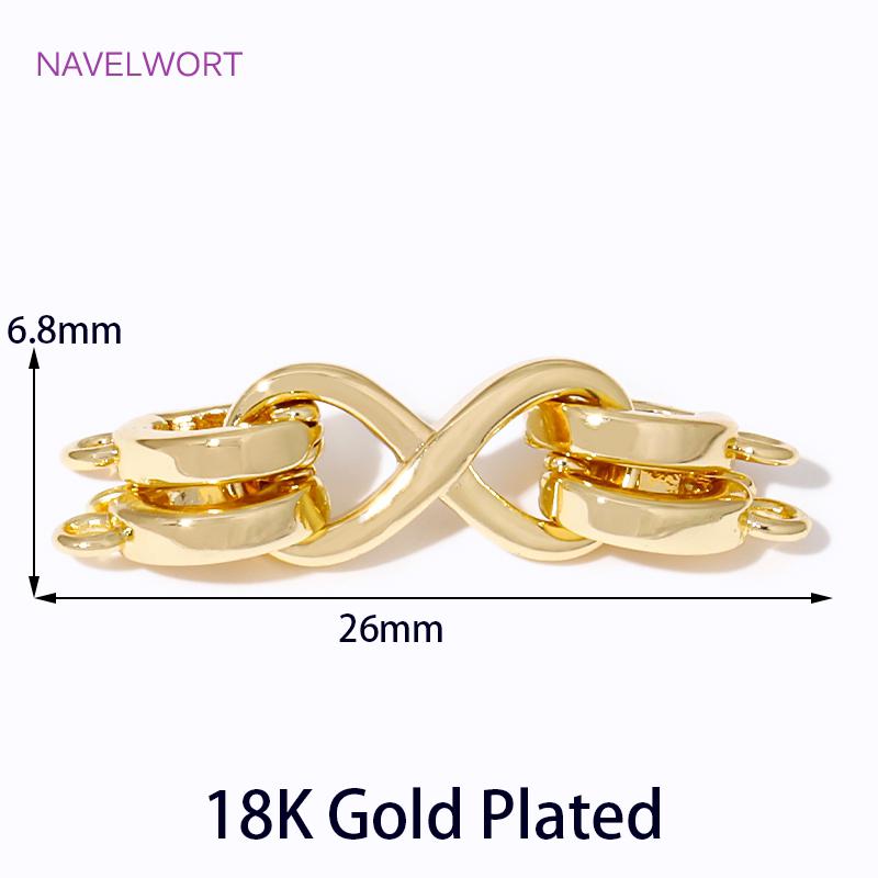 

Trendy 18K Gold Plated Brass 8 Words Double Row Pearl Clasps Connector Closure Lock Clasps For DIY Jewelry Making Accessories 1 piece