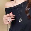 Fashion Silver Color Hollow Flower Long Necklace for Women Girls Simple Adjustable Black Rope Chain Necklace Jewelry Gifts