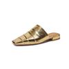Fashion Women's Genuine Leather Square Toe Slip-on Flats Summer Slippers Soft Comfortable Casual Female Outdoor Mules 2025 New Sandals
