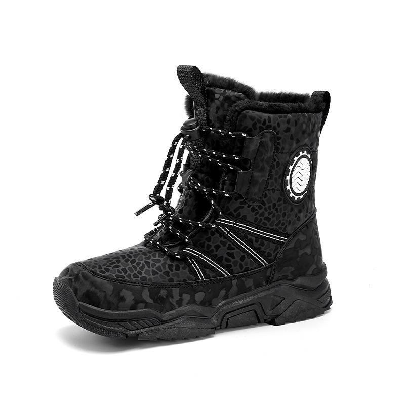 Girls' Winter 2024 Mid-Calf Snow Boots, Thick Cotton, Non-Slip, Wear-Resistant In Black or Blue