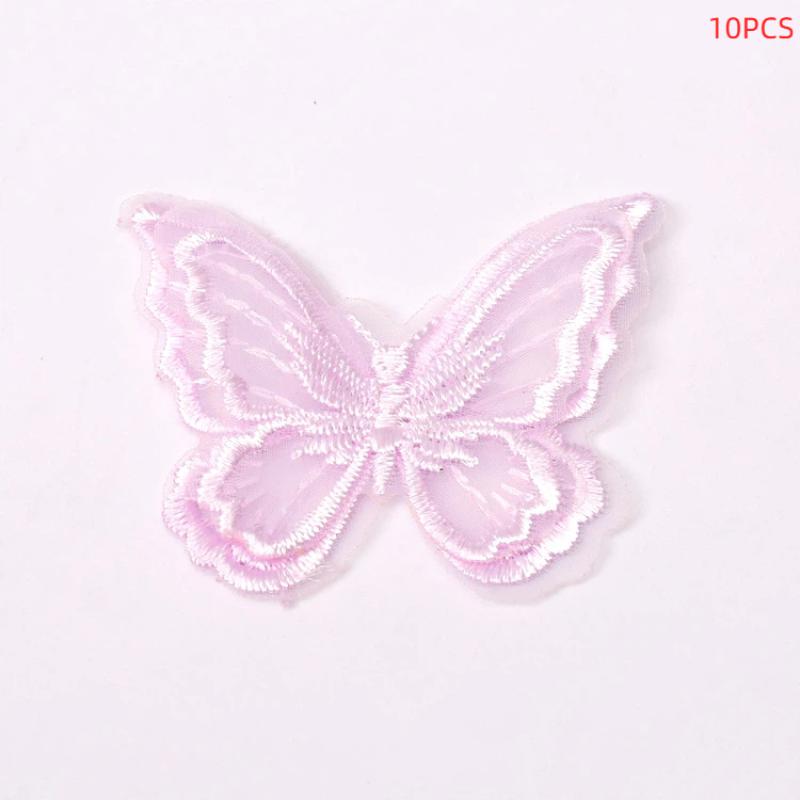 10 Stück Stickerei Spitze Schmetterling Aufnähen Aufbügeln Aufnäher Abzeichen Hochzeit Brautkleid Bestickte Applikation Basteln DIY Nähzubehör