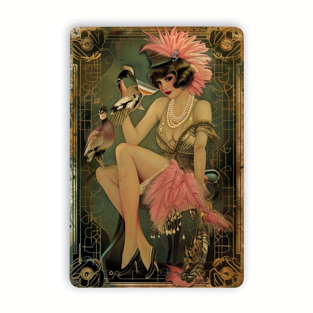 Vintage Pinup Girl Coffee Metal Tin Sign Charming Wall Art For Home Cafe Bar Apartment & Restaurant Decor - Perfect Holiday Gift