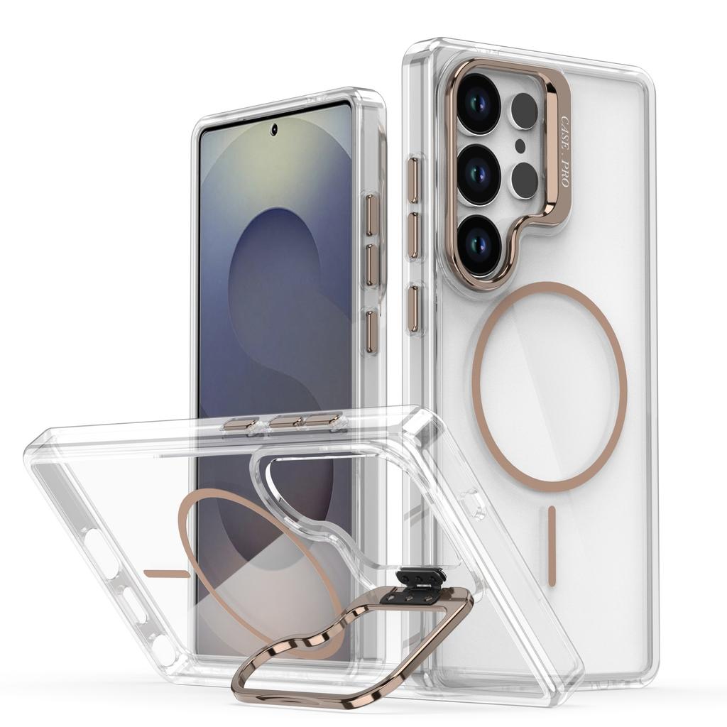Transparent for Bracket Case for Samsung Galaxy S26 S2 Ultra S24 Plus S23 FE A A6 A16 A4 A3 A1 Camera Stand Cover
