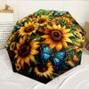 Sunflowers And Butterflies Garden 8-Frame for Travel, Camping, Casual Lightweight Portable Umbrella, Essential for Every Family Holidays Birthday Gift